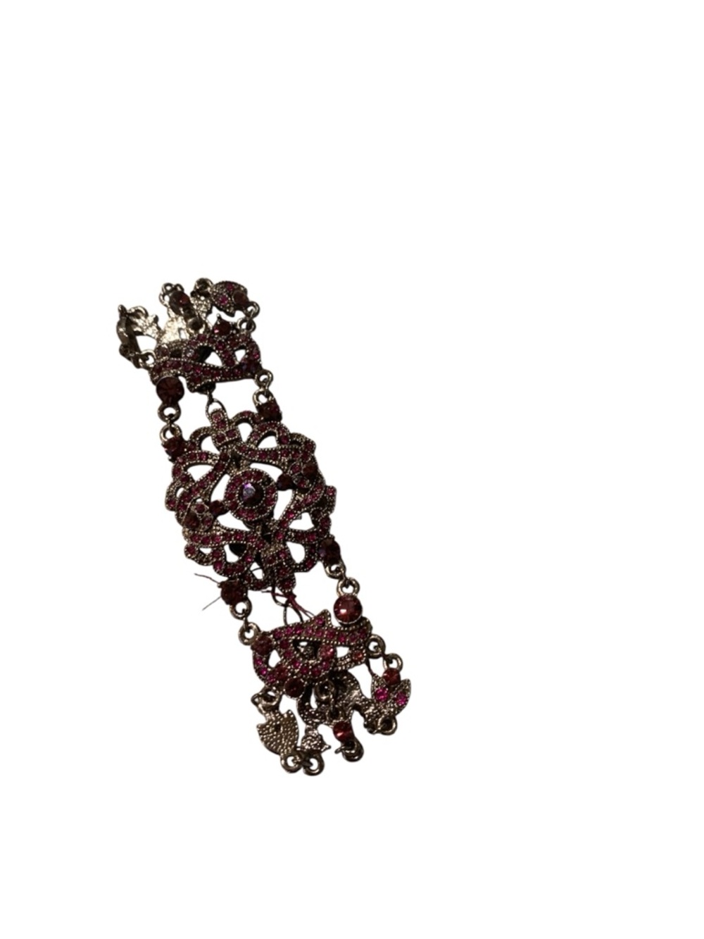 1928 Red Rhinestone Filigree Bracelet Vintage Style Statement Gothic Boho - Picture 3 of 8